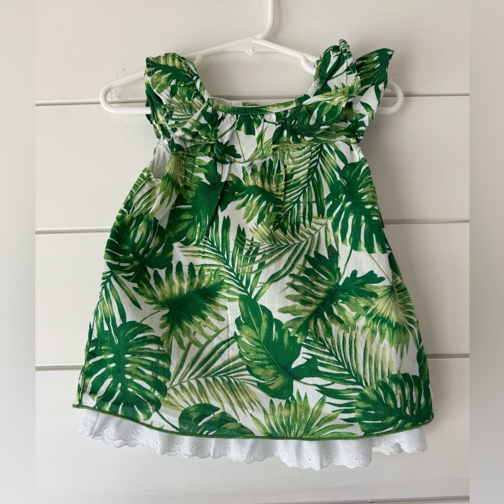 Janie and Jack Green Leaf Print Kids dress!